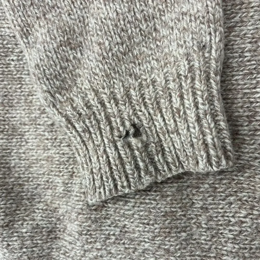 Vintage Y2k LL Bean Beige Wool Henley Sweater